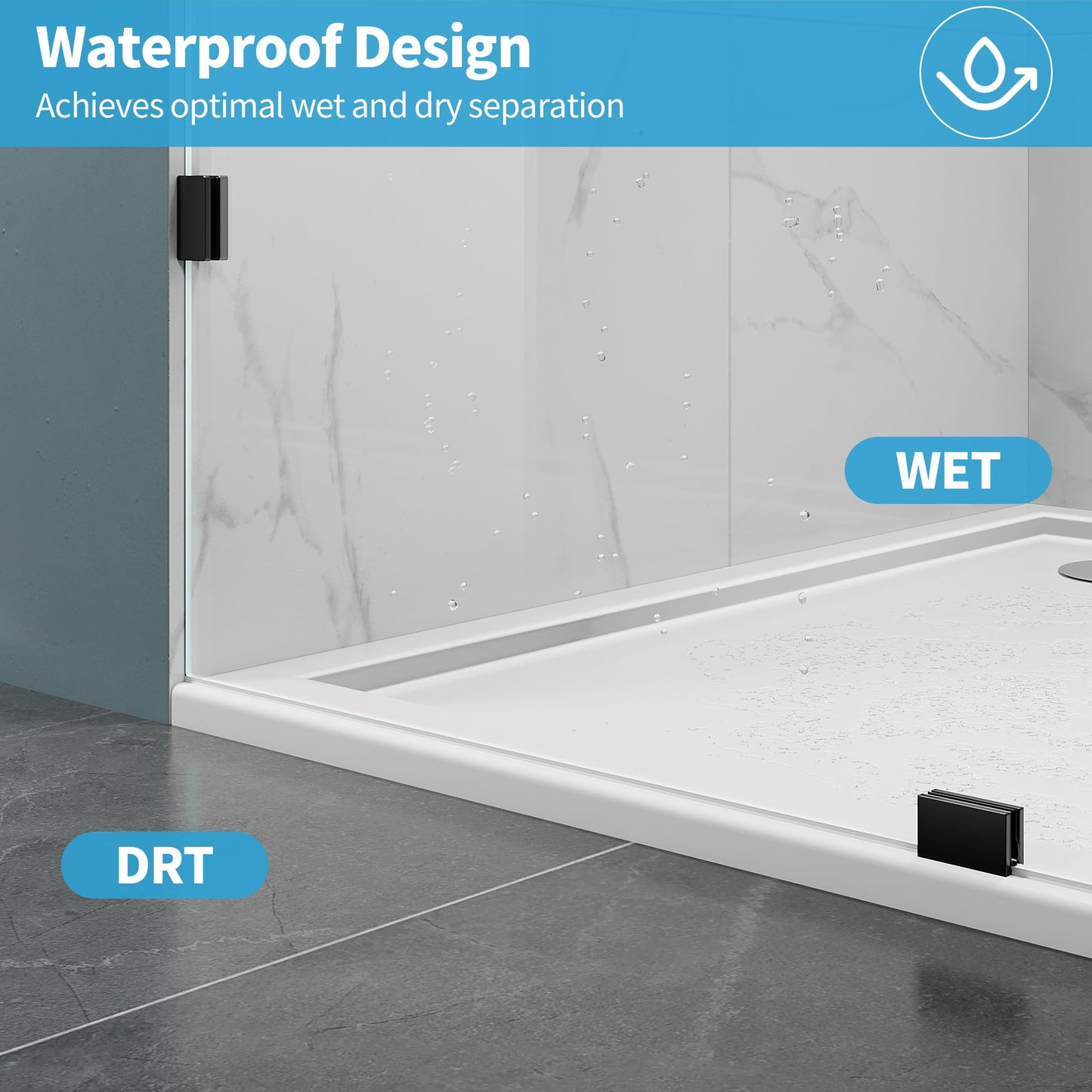 Shower Glass Panel, 32" W x 78.75" Fixed Shower Screen Panel with 3/8"(10mm) SGCC Clear Tempered Glass, Frameless Walk in Shower Door for Bathroom (Matte Black, 32" W x 78.75" H)