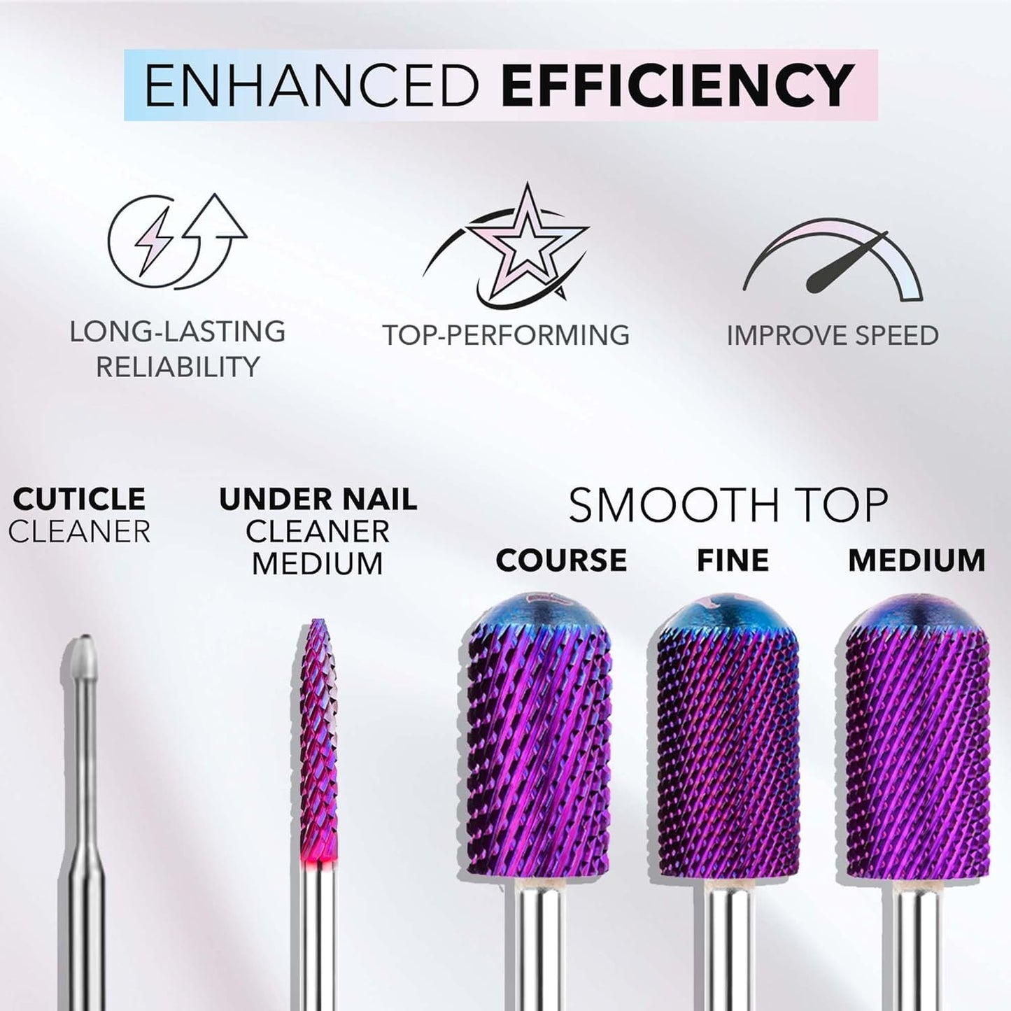 Kiara Sky Purple Drill Bits for E-File Nail Drill (Large Barrel (Fine))