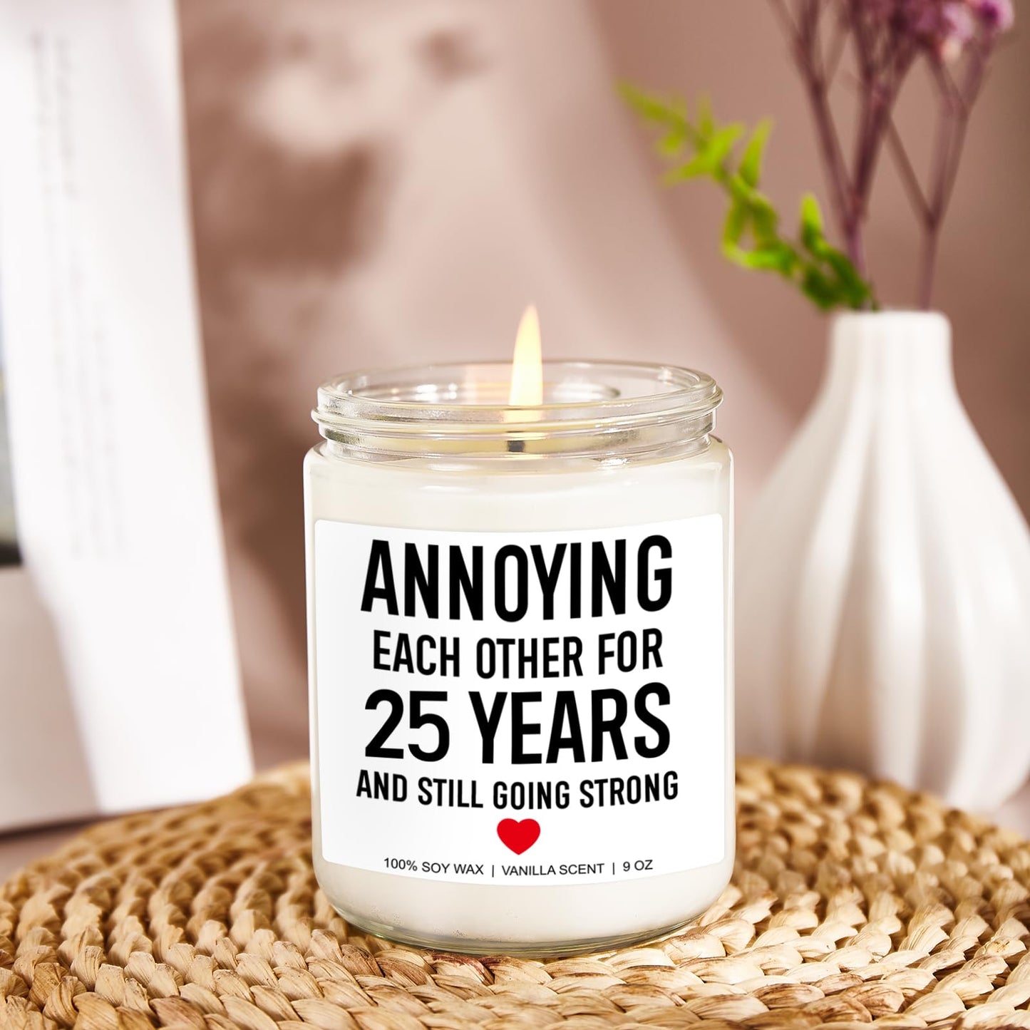Younift Funny Scented Candle, 25th Anniversary, Gifts for Couple, 25th Wedding Anniversary Decorations, 25 Year Silver Anniv. Gifts for Husband, Wife, Him, Her, Women, Men, Friends, Parents