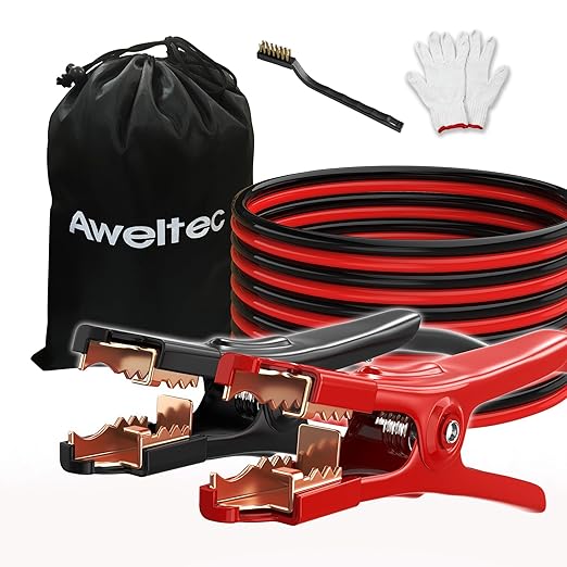 Jumper Cables,Heavy Duty 4 Gauge 20 Feet Battery Cable for Car, Booster Battery Wires with Alligator Clips,Carrying Bag,Safety Gloves and Iron Brush for Cars Truck