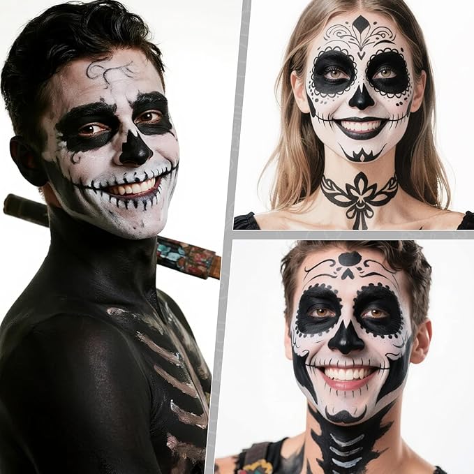 Black Face Paint, Water Based Facepaint, Non Toxic Black Body Paint, High Pigment Face Painting for Halloween, Easter, Costume, Cosplay, Clown Makeup 1.06 Oz.