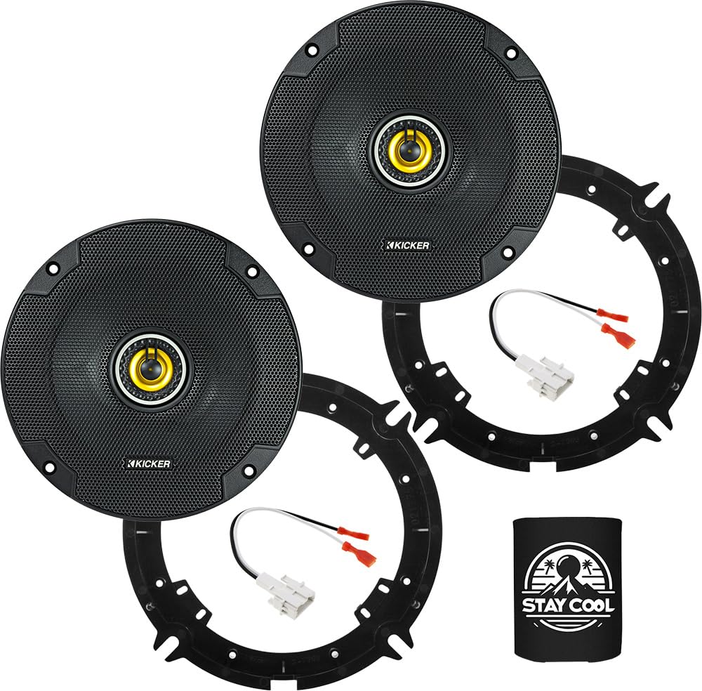 Kicker Speakers 6.5 Inch For Kia Forte 2019-2024 Upgrade Kit - Pair Of Cs Series With Adapters And Harness, Coaxial 6 1/2 Car Au
