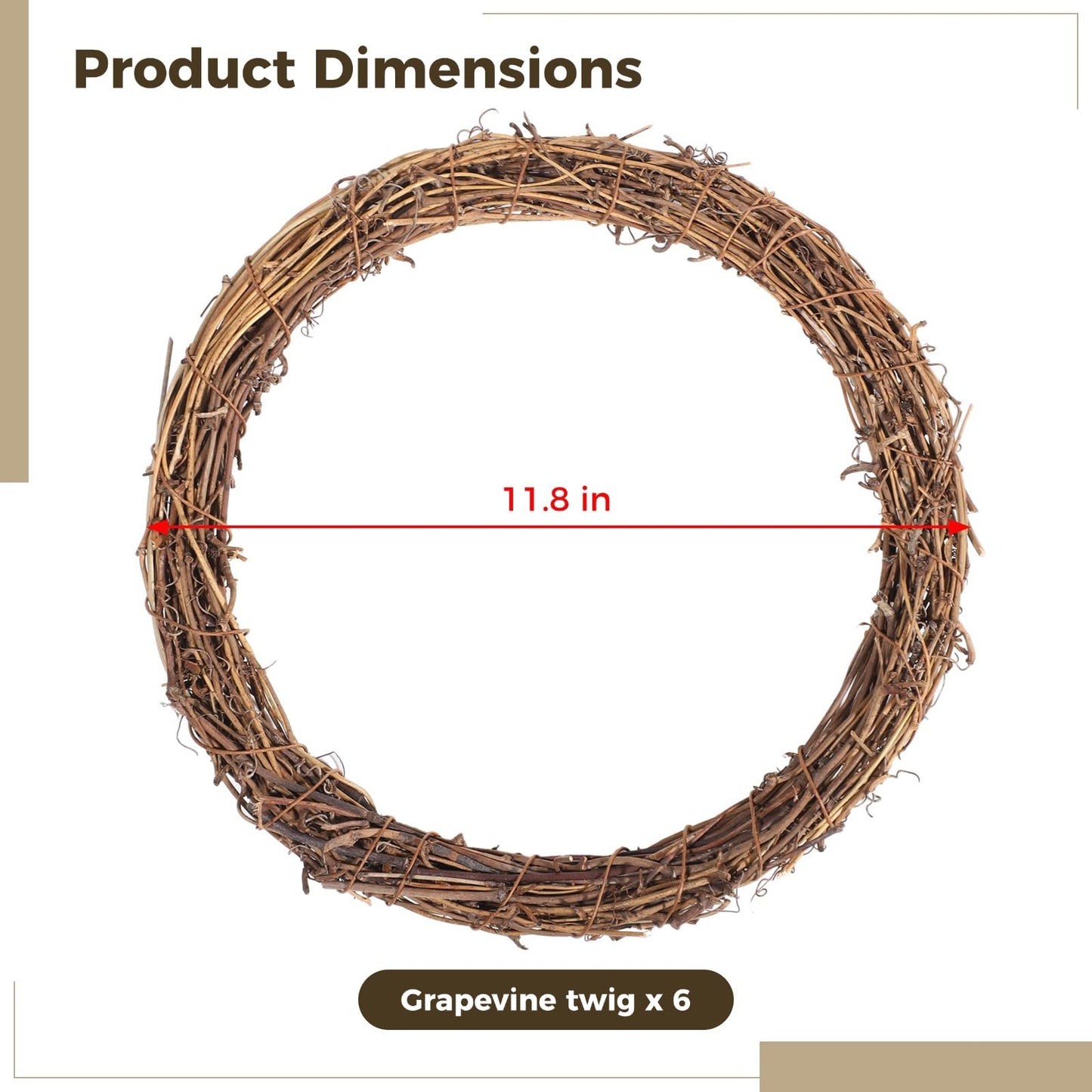 4 Pcs Grapevine Wreath 12 inch - DIY Crafts Natural Grapevine Twig Vines, Vines Garland Wreaths for Wedding House Holiday Door Vase Wall Decor