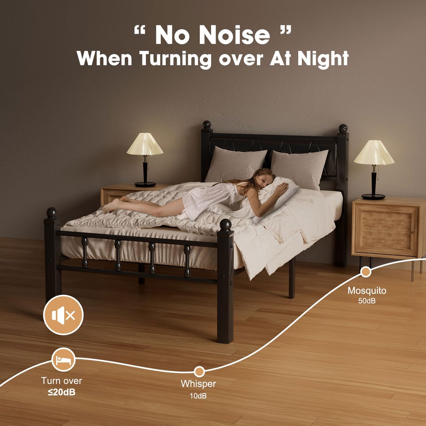 Slumber Haven Platform Bed Frame Twin with Faux Leather Headboard, Twin Size Bed Frames with 1300lbs Capacity Heavy Duty Metal Slats Support, No Box Spring Needed/Noise-Free/Easy Assembly, Black
