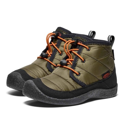 KEEN Unisex-Child Howser 2 Quilted Mid Height Waterproof Comfy Durable Chukka Boots, Dark Olive/Gold Flame, 6
