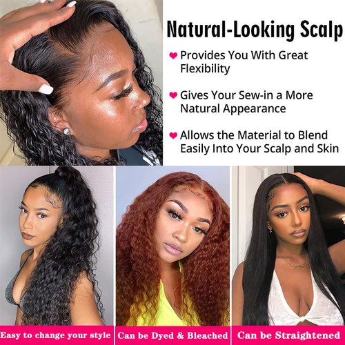 13x4 Deep Wave Human Hair Lace Front Wigs for Black Women Brazilian Virgin Human Hair Deep Curly Lace Front Wigs with Baby Hair Pre Plucked Bleached Knots Natural Color 180% Density 16 Inch