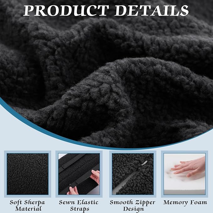 Queekay Health Large Half Moon Bolster Pillow for Legs, Knees, Lower Back and Head, Lumbar Support Pillow for Bed Sleeping Semi Roll for Ankle and Foot Comfort Washable Cover(Black)