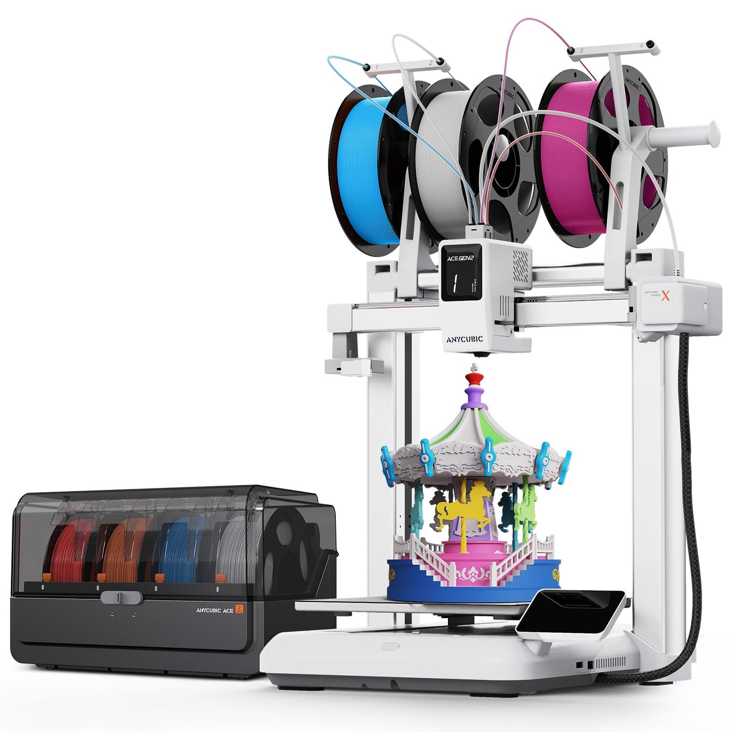 (Bundle Anycubic Kobra X) Anycubic Kobra X 3D Printer + ANYCUBIC ACE 2 Pro, Realize 7 Color,600mm/s Fast 3D Printer