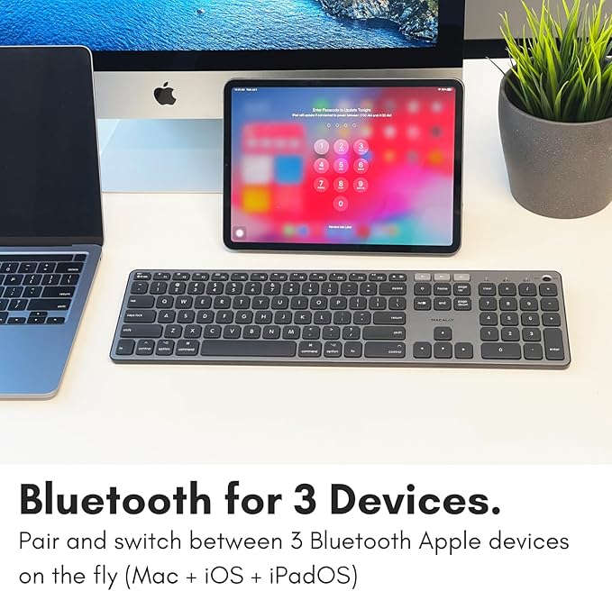 Macally Backlit Bluetooth Keyboard for Mac - Compatible Apple Keyboard Wireless - Multi-Device for MacBook Pro/Air, iMac, iMac Pro, Mac mini/Pro