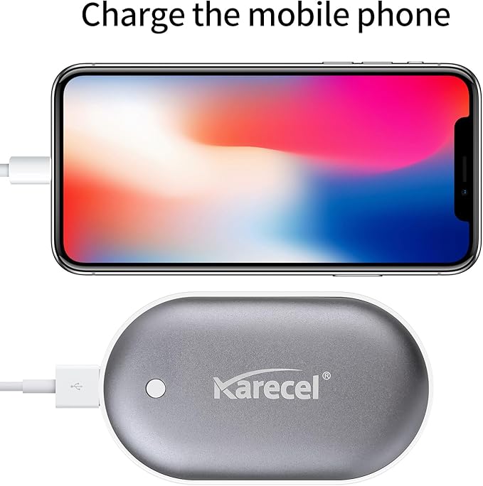 Karecel Rechargeable Hand Warmer, 5200mAh Double-Sided Instant Heating Electric Hand Warmer Power Bank, Up to 11Hrs, USB Portable Handwarmer Pocket Heater, Tech Gifts for Men Women, Winter Essentials