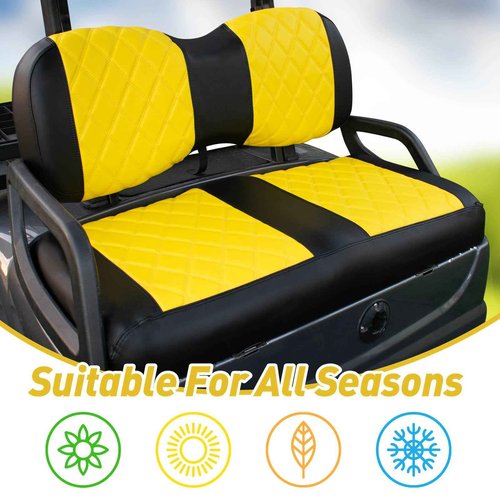 NOKINS Golf Cart Diamond Seat Covers Kit, Fit for Yamaha Drive/Drive 2 OEM Standard Front Seat Cushion, Golf Cart Vinyl Seat Cover, No Nails Required (Yellow and Black)