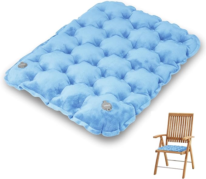 YEEKORO Inflatable Seat Cushion, Lightweight Camping Air Sitting Pad with Repair Cloths, Waterproof Air Seat Cushion, Portable Push-Press Seat Cushion for Airplane Travel Hiking Office Stadium Seat
