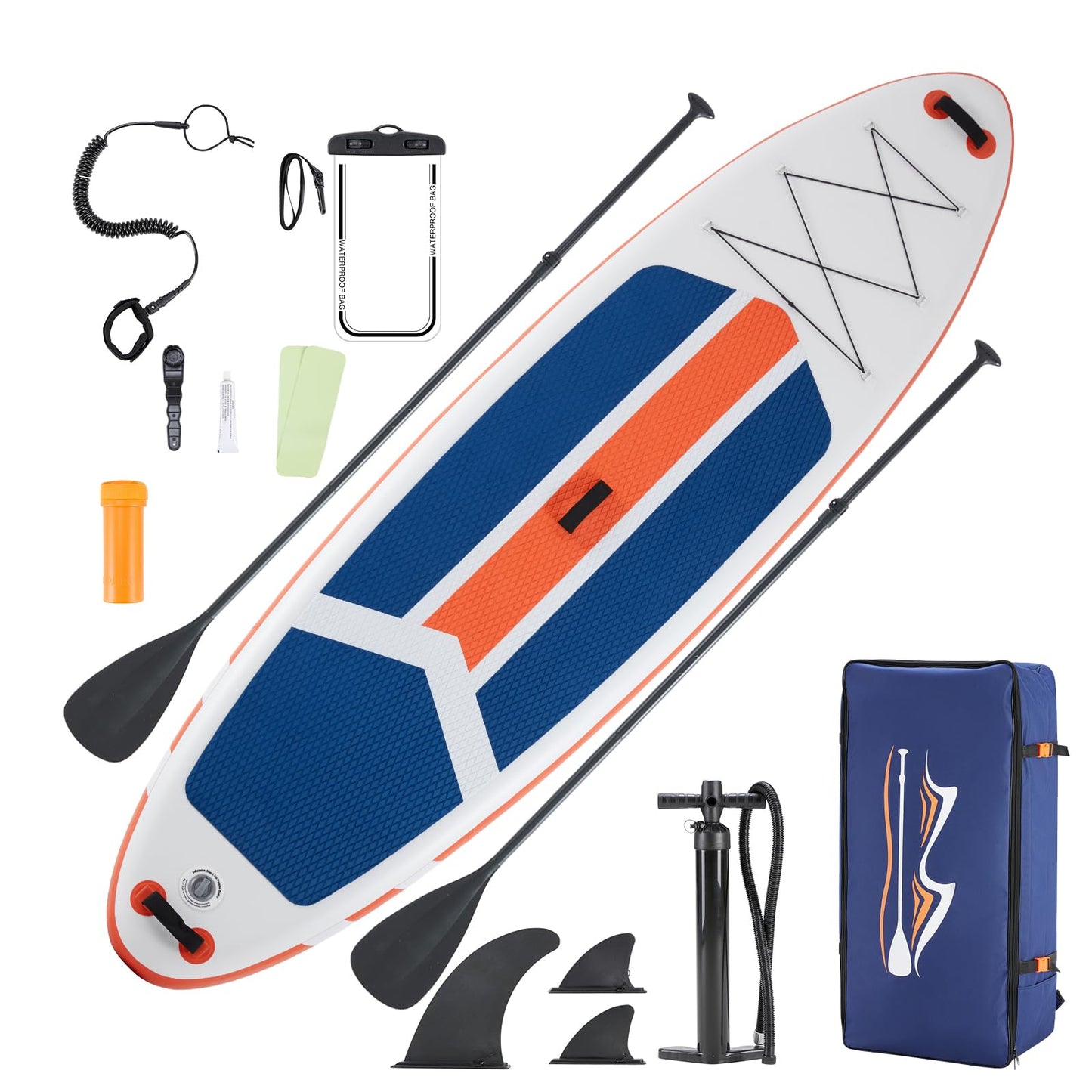 NEWBULIG 33" Inflatable Paddle Board SUP, Stand Up Paddle Board Blow Up with 3 Carry Handles, Non-Slip Deck Pad, Complete Kit with Pump, Leash & Backpack for Beginners/Adults