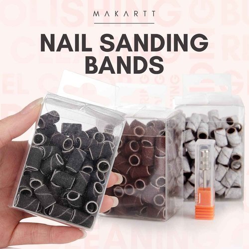 Makartt Nail Drill Electric Nail File Machine JD700 Professional 30000RPM Manicure Drill Bundle With 300Pcs Nail File Sanding Bands #80#150#240 Grits Nail Drill Bits Sanding Bands for Nail Drill