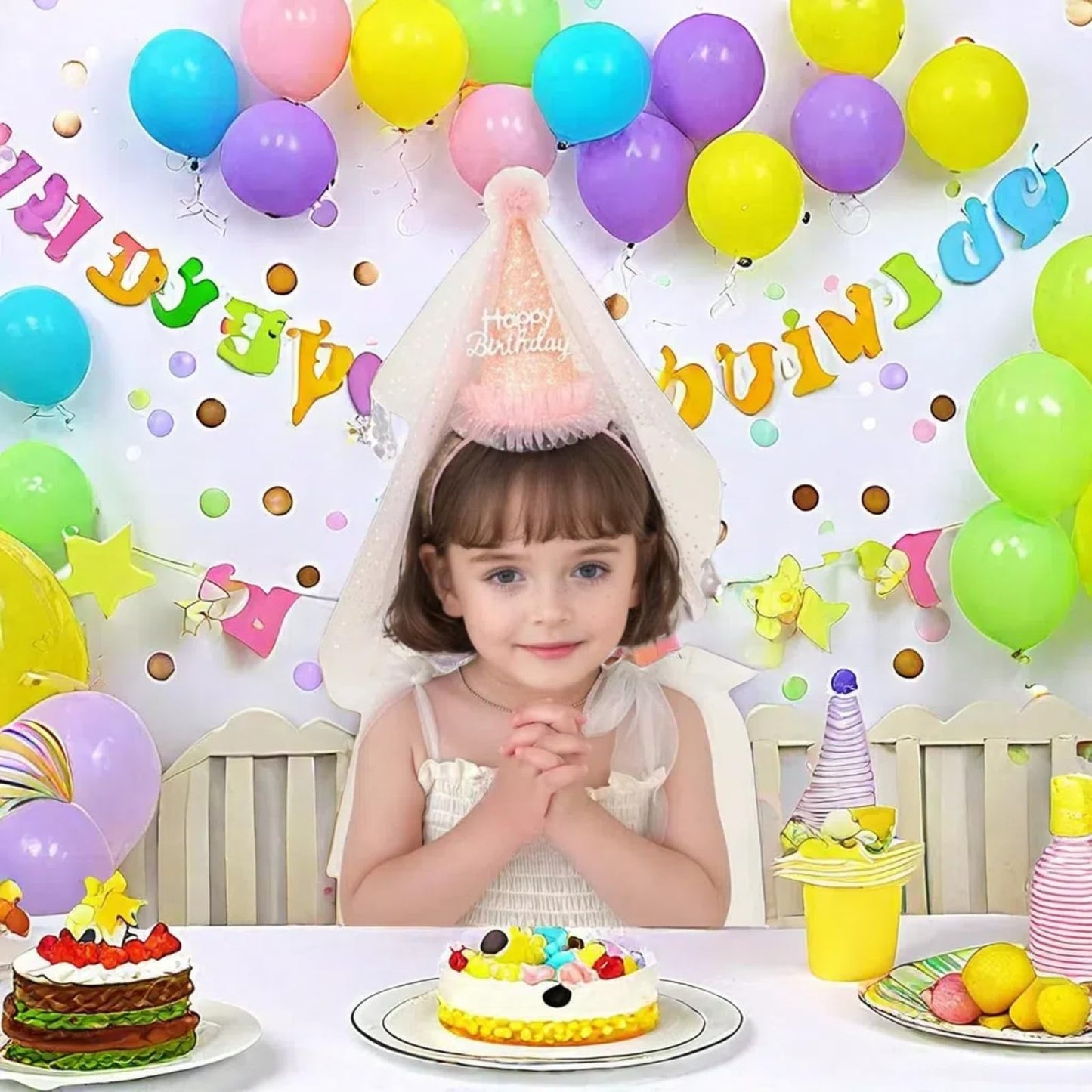 Bnrkmeb Pink Birthday Party Hat, Birthday Hats for Kids