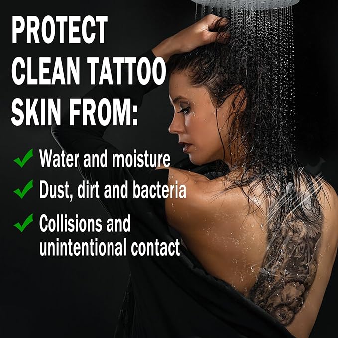 Second Skin Tattoo Cover Tattoo Aftercare Bandage Transparent and Waterproof for Medium and Large Tattoos Initial Healing (Roll 8 in x 8.8 yd)