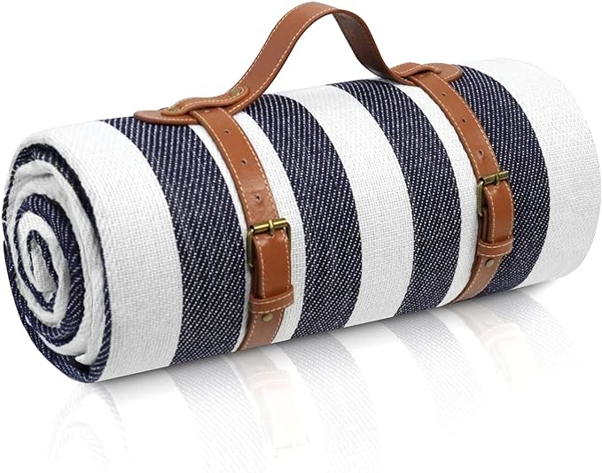 sapsisel 80”x 80” Picnic Blanket Extra Large, Waterproof and Foldable Beach Blanket, 3-Layer Outdoor Blanket for 6 to 8 Ad...