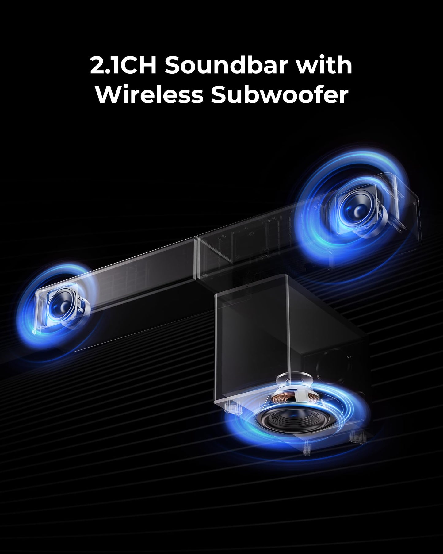 ULTIMEA Sound Bar with Wireless Subwoofer, Dolby Atmos, VoiceMX, BassMX, 240W Peak Power, 2.1ch Soundbar for Smart TV, App Control, HDMI eARC, Optical, Bluetooth 6.0, Poseidon M40, 2026 Model