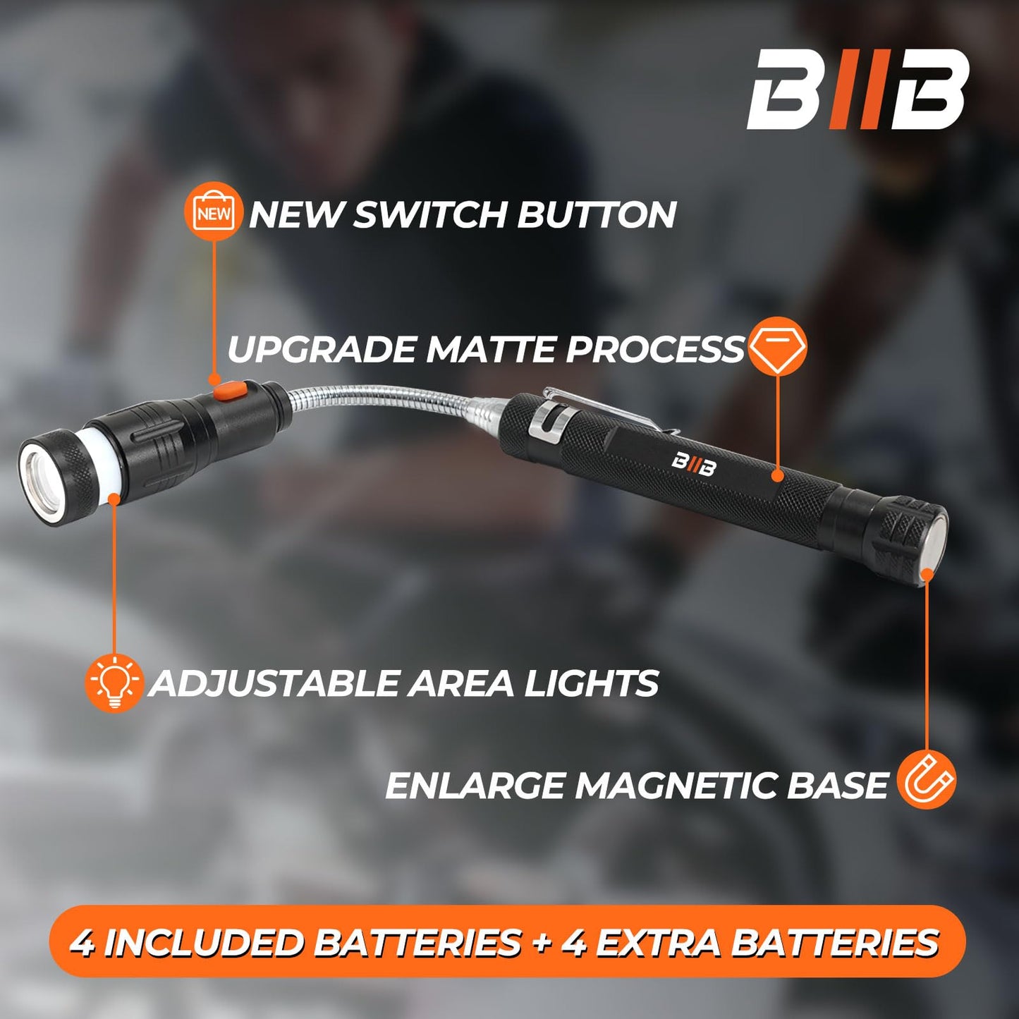 BIIB Stocking Stuffers for Men, Gifts for Men LED Telescoping Magnetic Pickup Tools, Mens Gifts for Christmas, Gifts for Dad Him Boyfriend, White Elephant Gifts, Dad Gifts for Mens Who Have Everything