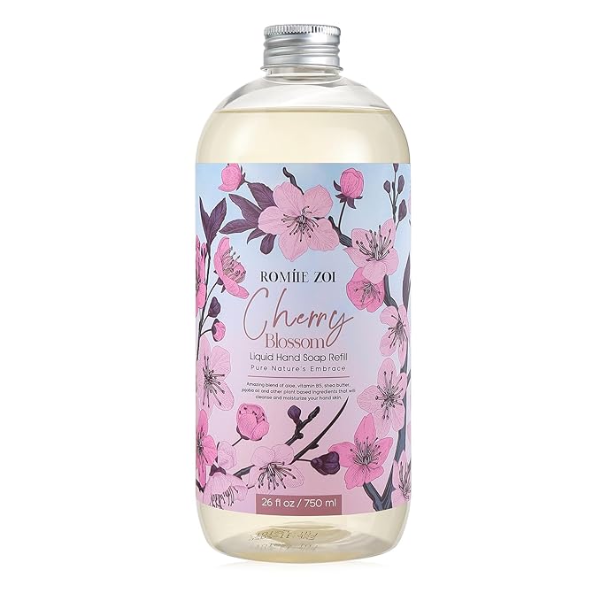 ROMIIE ZOI Liquid Hand Soap Refill, Cherry Blossom, Gentle & Moisturizing Formula, 750 ML/ 26 FL OZ