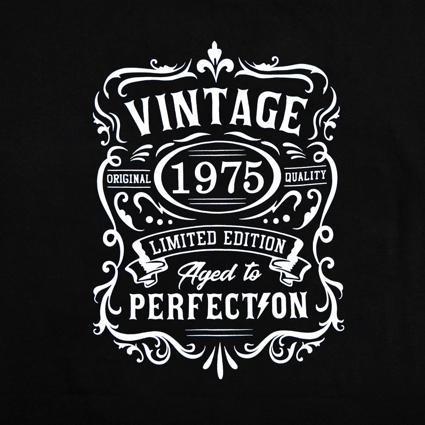 50th Birthday Vintage Shirt for Men：Vintage 1975 Shirt Aged to Perfection Graphic Tee 50th Birthday Gift Black
