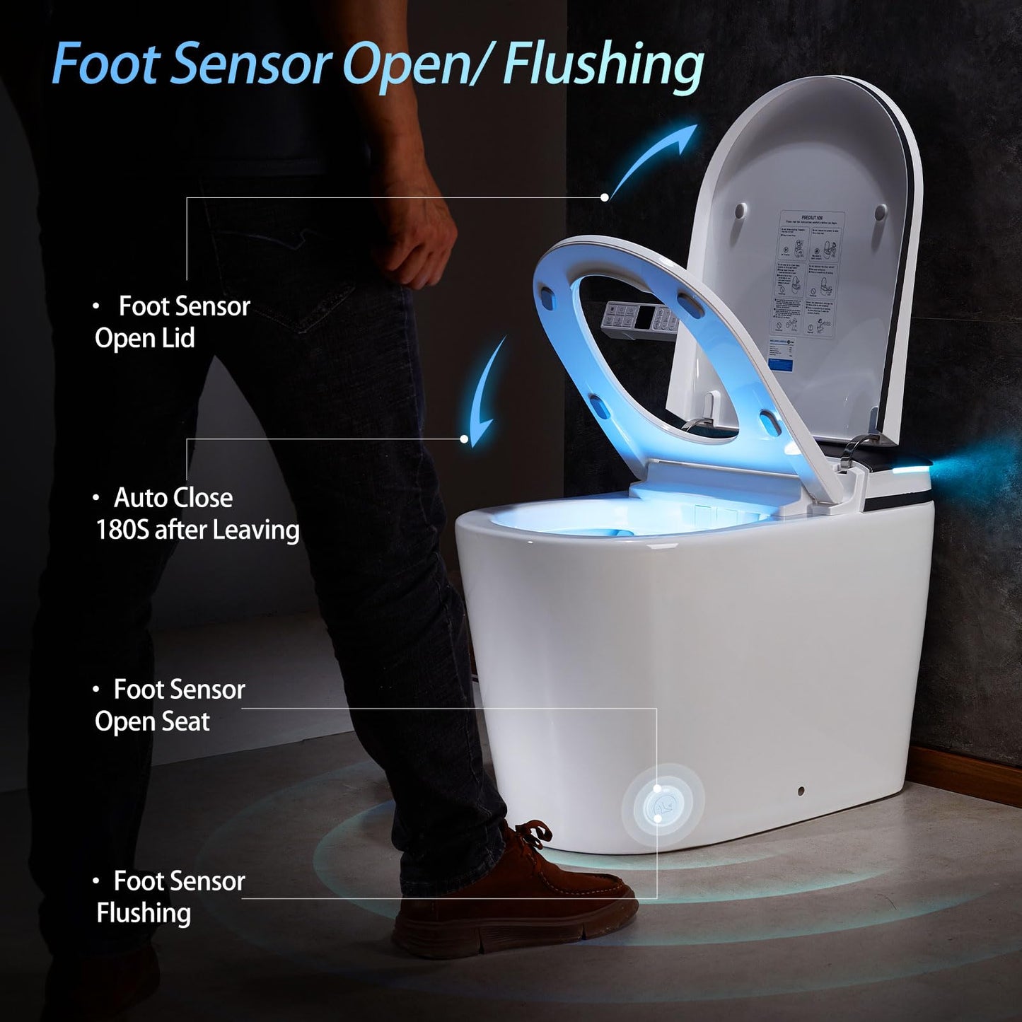 VIPOOO Smart Toilet with Bidet Built In- U-Widening Heated Seat, Foam Shield, Automatic Modern Intelligent Toilet With User Definition, Foot Sensor Flush, Warm Water Dryer VIP-U02PRO