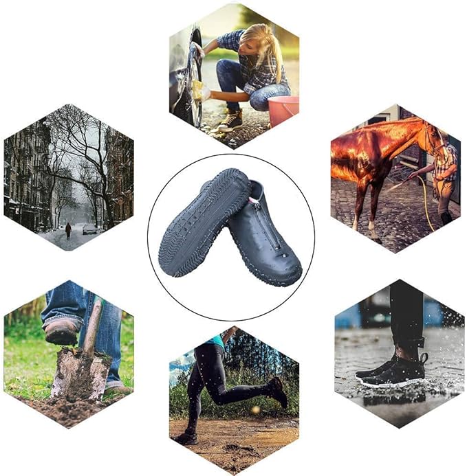 Silicone Waterproof Shoe Covers, Upgrade Reusable Overshoes with Zipper, Resistant Rain Boots Non-Slip Washable Protection for Women, Men (M (Women 5-7, Men 5-6), Black)