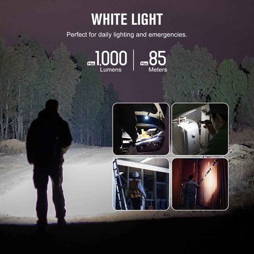 OLIGHT Arkfeld UV Rechargeable EDC Flashlight, 1000 Lumens White LED and 365nm Blacklight Combo for Outdoors, Emergency, Working, Pet Urine Detection (OD Green CW)