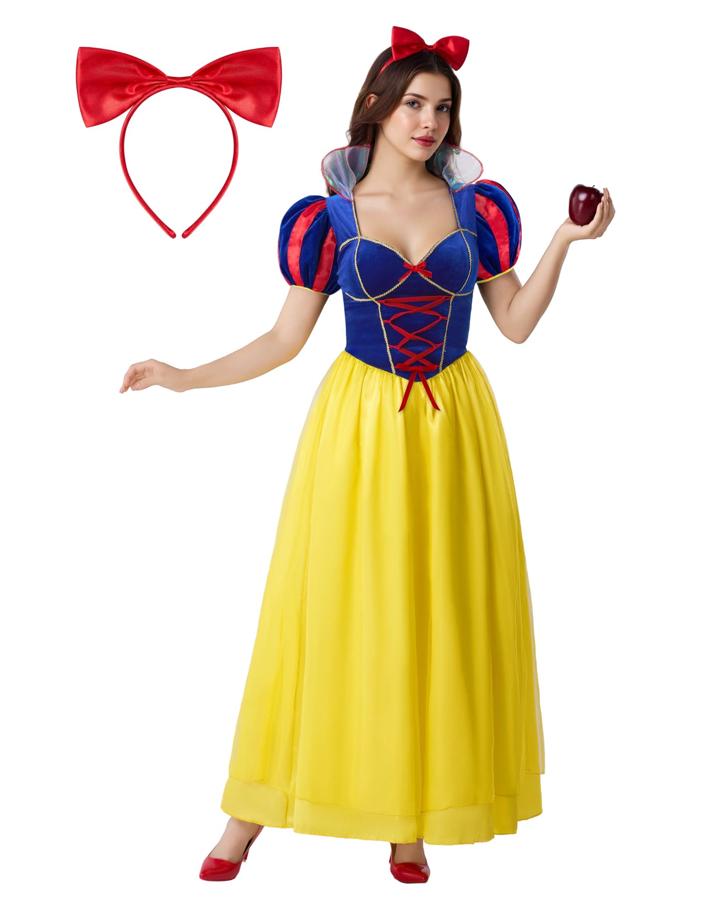 Spooktacular Creations Snow Princess Costume for Women, Adult Princess Halloween Costume with Headwear Deluxe Outfit for Birthday Cosplay Parties, S