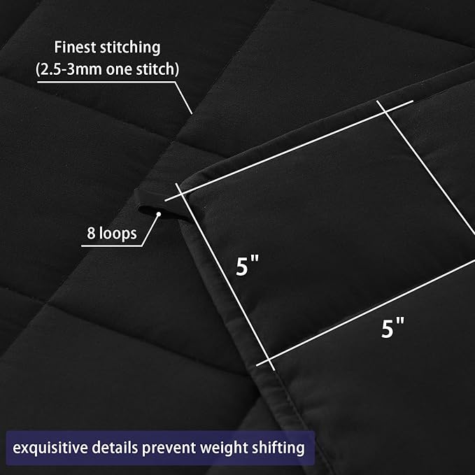 yescool Weighted Blanket for Adults (17 lbs, 48" x 72", Black) Cooling Heavy Blanket for Sleeping Perfect for 160-180 lbs, Twin Size Breathable Blanket with Premium Glass Bead, Machine Washable