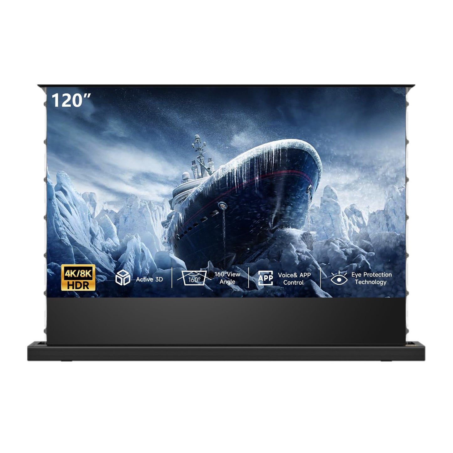 IN&VI Motorized Floor Rising Projector Screen for Long/Standerd Throw Projector,Movie Screen for Home Theater,Motorized Projector Screen 4K/8K Ultra HD Active 3D (120 Inch/16:9)