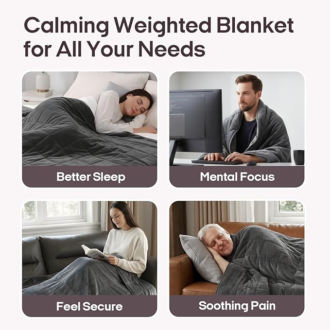 ZonLi Royal Posh Velvet Weighted Blanket for Adults, Dual Sided Cozy Fluffy Heavy Blanket(60"x80",20lbs,Grey), Bed Sofa Heavy Blankets, Soft Material with Premium Glass Beads, Easy Care