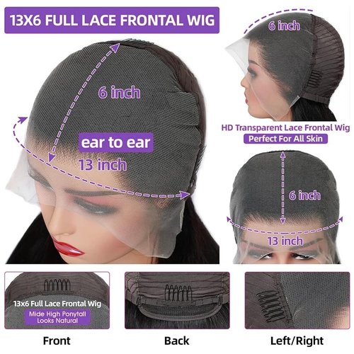 AYEGE 28 Inch 13X6 Deep Wave Lace Front Wigs 180% Density Deep Curly Wig Pre Plucked Glueless HD Lace Frontal Wig with Baby Hair for Women