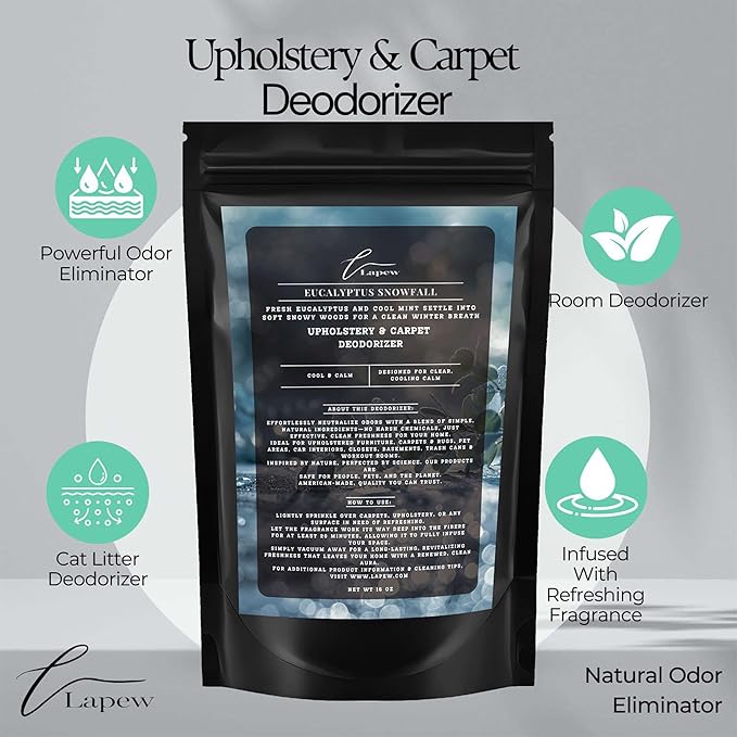 Eucalyptus Snowfall Carpet Freshener Powder 16 oz | Powerful Odor Eliminator for Home | Upholstery Deodorizer | Carpet Deodorizer | Cat Litter Box
