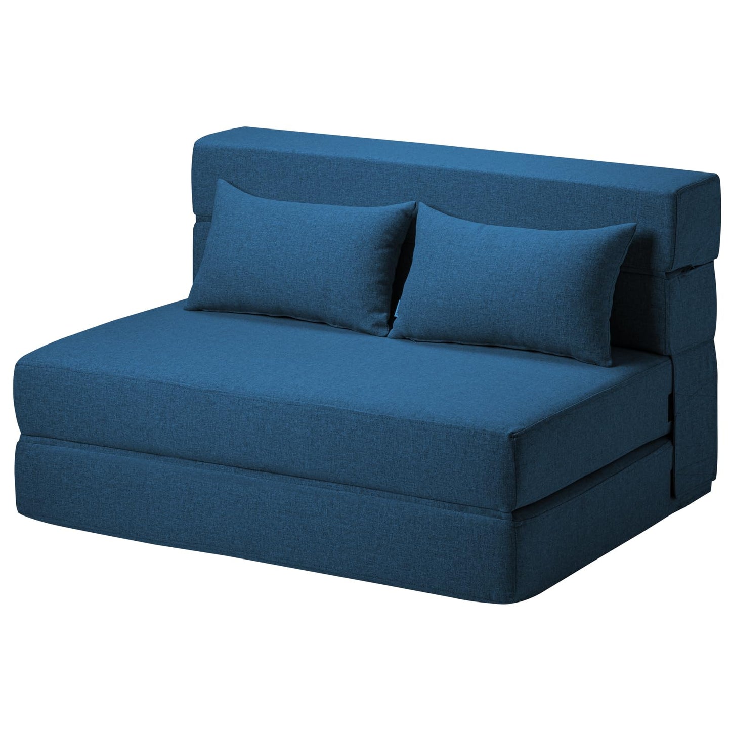 SUYOLS Folding Sofa Bed with Pillows- Convertible Chair Floor Couch & Sleeping Mattress, Foldable Memory Foam Sleeper for Living Room/Dorm/Guest Room/Home Office/Apartment/Loft, Twin, Navy Blue