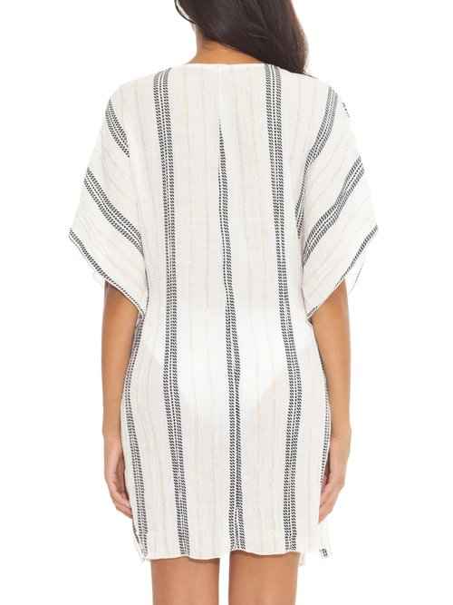BECCA Women's Standard Radiance Woven Tunic, Plunge V-Neck, Casual, Beach Cover Ups, White (A), X-Small-Small