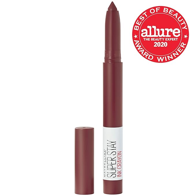 Maybelline Super Stay Ink Crayon Lipstick Makeup, Precision Tip Matte Lip Crayon with Built-in Sharpener, Longwear Up To 8Hrs, Live On The Edge, Purple Brown, 1 Count