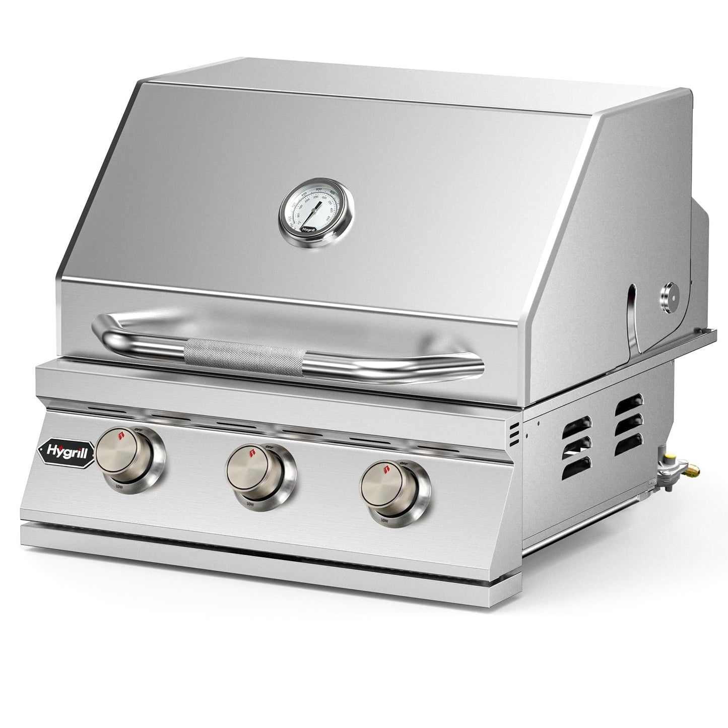 Hygrill STD Series Heavy Duty 3-Burner Built In Grill, Stainless Steel Grill Head for Outdoor Kitchen, Natural Gas