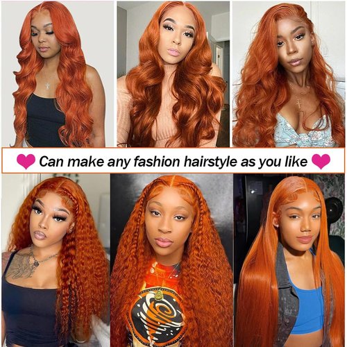 10A Bundles with Closure Human Hair Body Wave Ginger Bundles-12 14 16+12Inch, Unprocessed Raw Brazilian Human Hair Quick Weave Bundles with Free Part Lace Closure 350 Ginger Brown Color