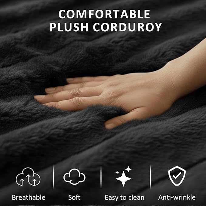 Sleeper Sofa Bed, 81” Pull Out Couch Bed with Reversible Storage Chaise, 3 in 1 L-Shaped Couch with Charging Station, Cup Holder, Side Pocket, Plush Corduroy Couches for Living Room(Black)