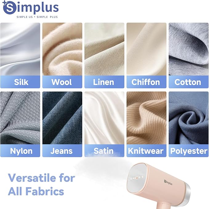 Simplus Travel Steamer for Clothes, Foldable 1200W Handheld Mini Steamer with 10-Second Fast Heat-up, 170ml Portable Water Tank for 10-Minute Garment Ironing, 1.1lbs Small Wrinkle Remover for Travel