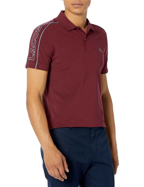 Lacoste Men's Seasonal Short Sleeve Slim Fit Branding Polo, Zin/ANSE, 4X-Large