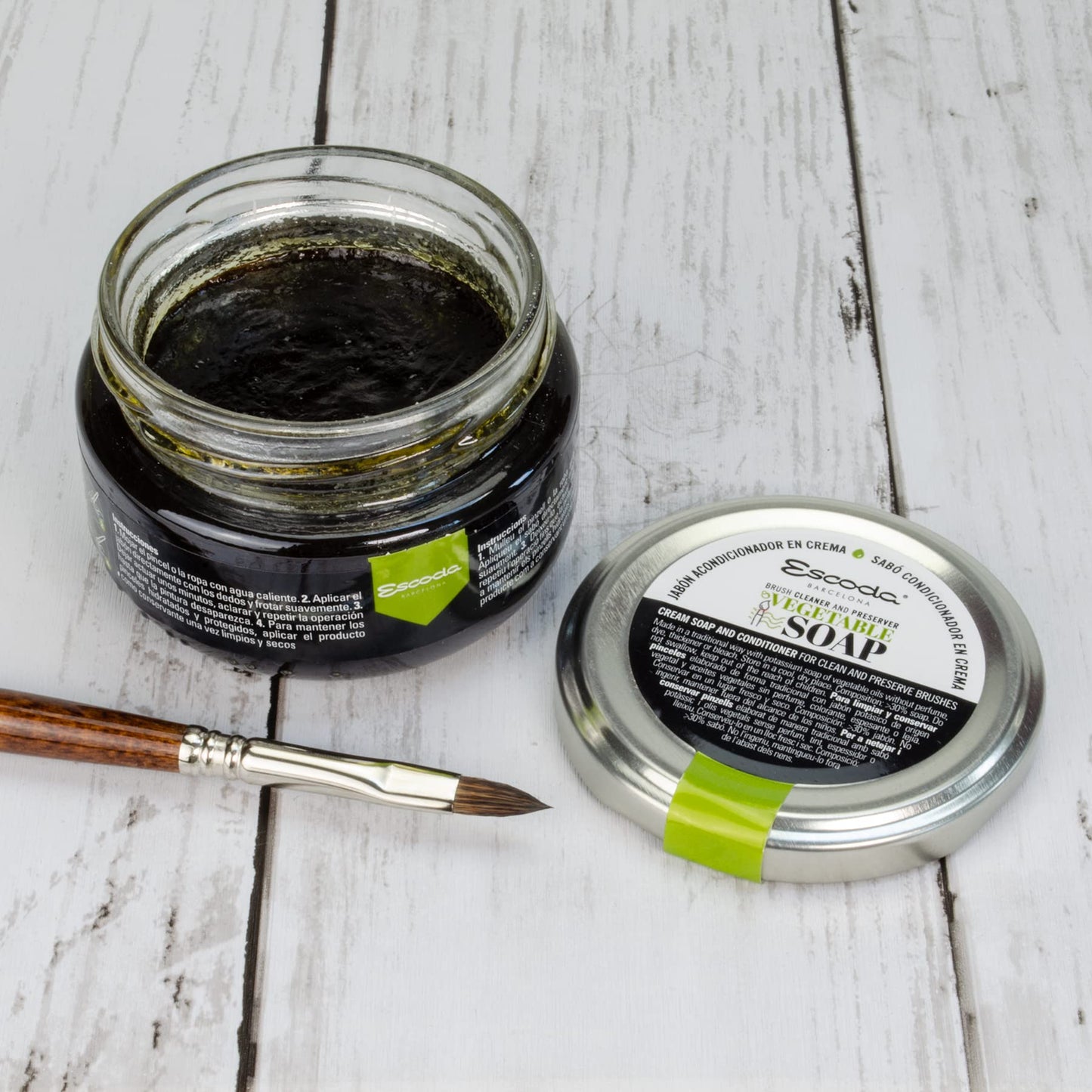 Escoda | Cream soap | Conditioning soap for cleaning and care of brushes | 100g per jar | 1 Jar | For all types of brushes