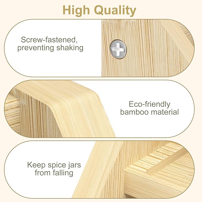 3-Tier Spice Rack Organizer for Cabinet,Bamboo Tiered Spice Rack for 24 Spice Jars(4 oz),Spice Shelf for for Kitchen Countertop,Seasoning Rack,17.5" L x 8.3" W x 9.4" H