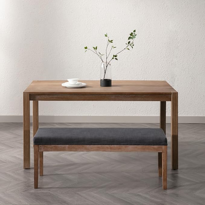 chairus Linen Upholstered Entryway Bench Dining Table Benches Farmhouse Shoe Bench Seat for Hallway Bedroom End of Bed Vintage 45.5" Wooden Leg Benches for Kitchen Restaurant Window, Charcoal