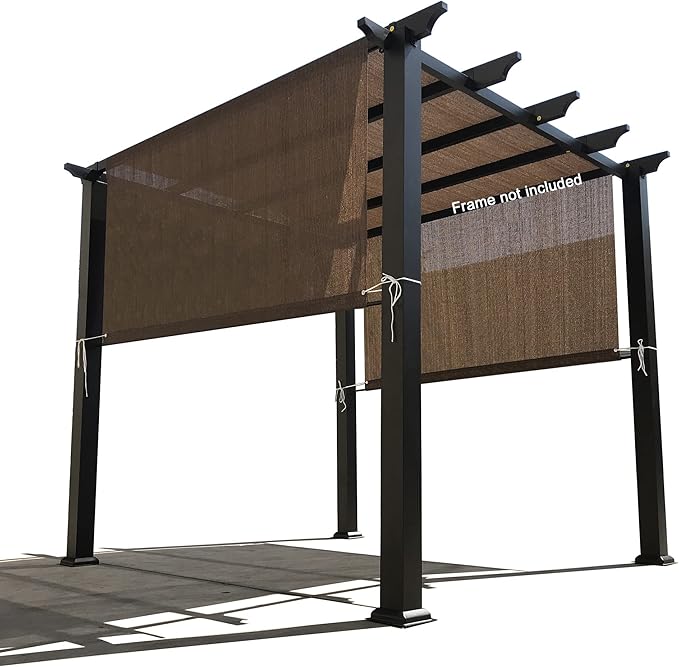 Alion Home Custom HDPE Permeable Canopy Sun Shade Cover Replacement with Rod Pockets for Pergola (16' x 7', Mocha Brown)