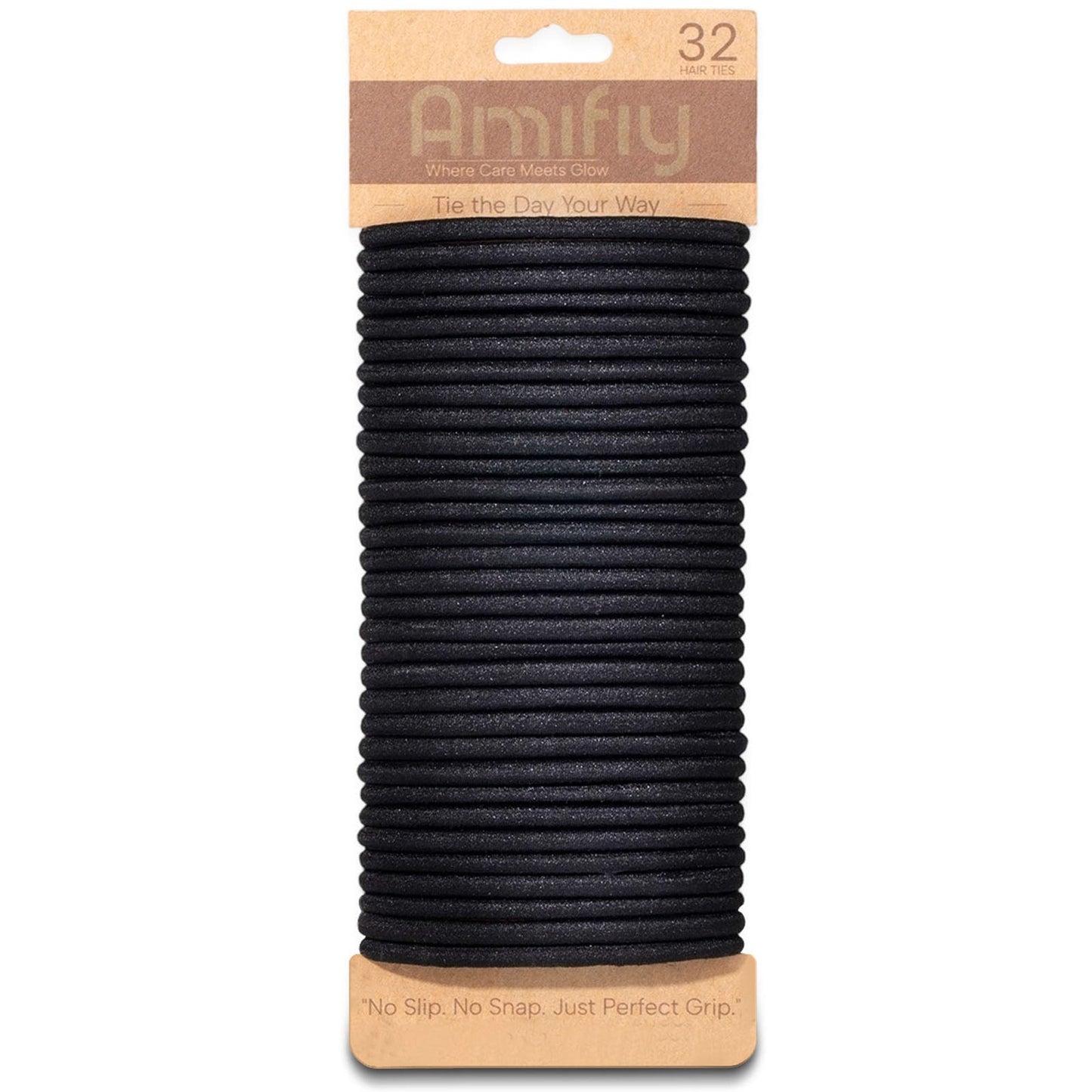 Amifiy Black Hair Ties No Damage, Organic Ponytail Holders Hair Accessories for Women & Men, 4mm Hair Elastics Fits All Hair Typ