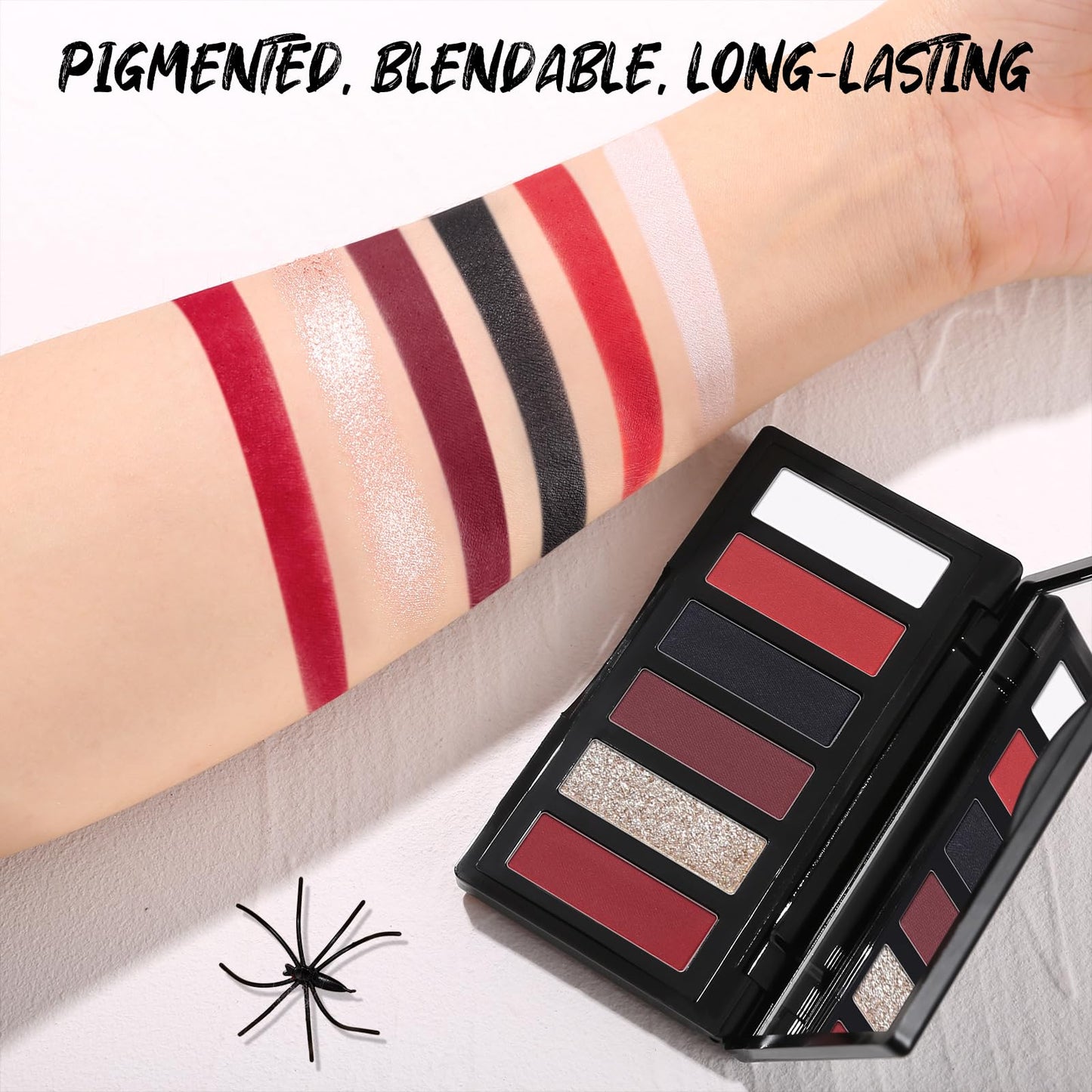 SUSIKEKI Red Eyeshadow Palette with Mirror Sliver Red Black Tones Matte Shimmer 6 Colors Mini Eye Shadow Pallet Travel Size High