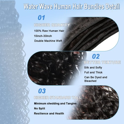 20 Inch Water Wave Bundles 12A Water Wave One Bundles Human Hair 100% Brazilian Unprocessed Remy Single Curly Wet And Wavy Bundles Human Hair Natural Color