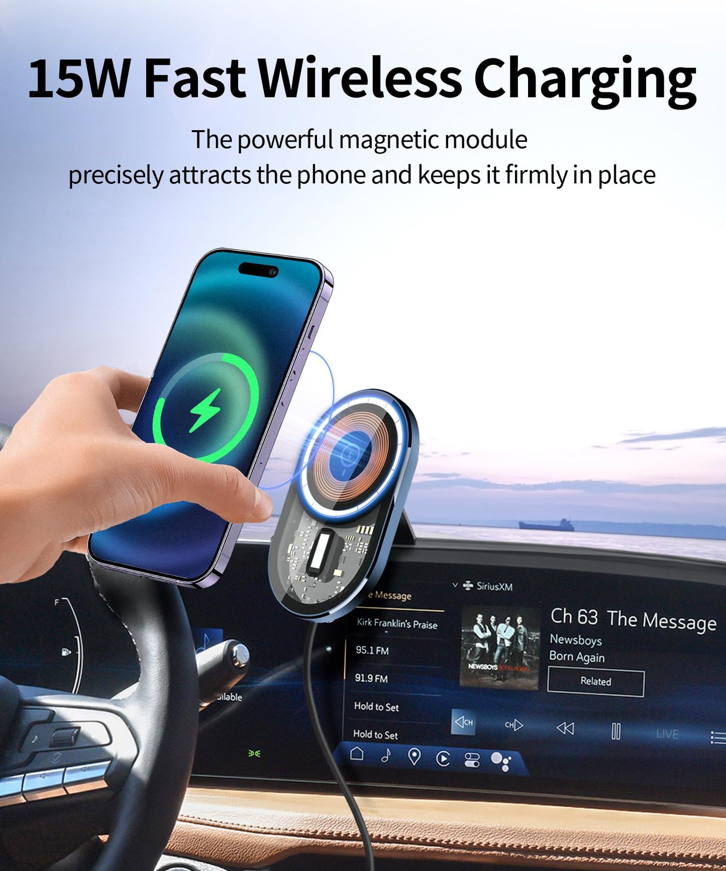 Masergogo Wireless Charging Car Phone Holder For Cadillac Lyriq 2023-2025 / Xt4 2024-2025 / Ct5/Ct5-V 2025 Accessories 33 Inch S